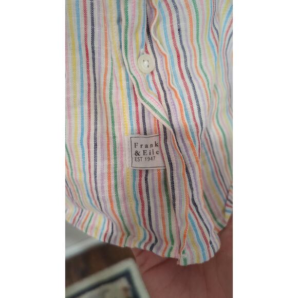 Frank & Eileen Linen Rainbow Striped Button Down Shirt - Picture 4 of 5
